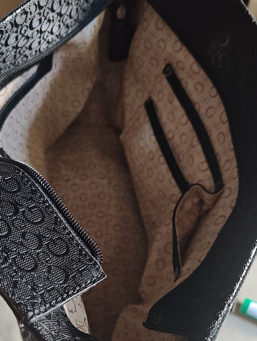 Black Patterned Women's Tote - Designer-Inspired Travel Shoe Bag